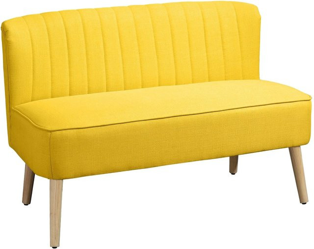 HOMCOM Modernes Polstersofa in Gelb mit Stoffbezug und Massivholzrahmen, B/T/H: 56,5 x 117 x 77 cm - Bild 1