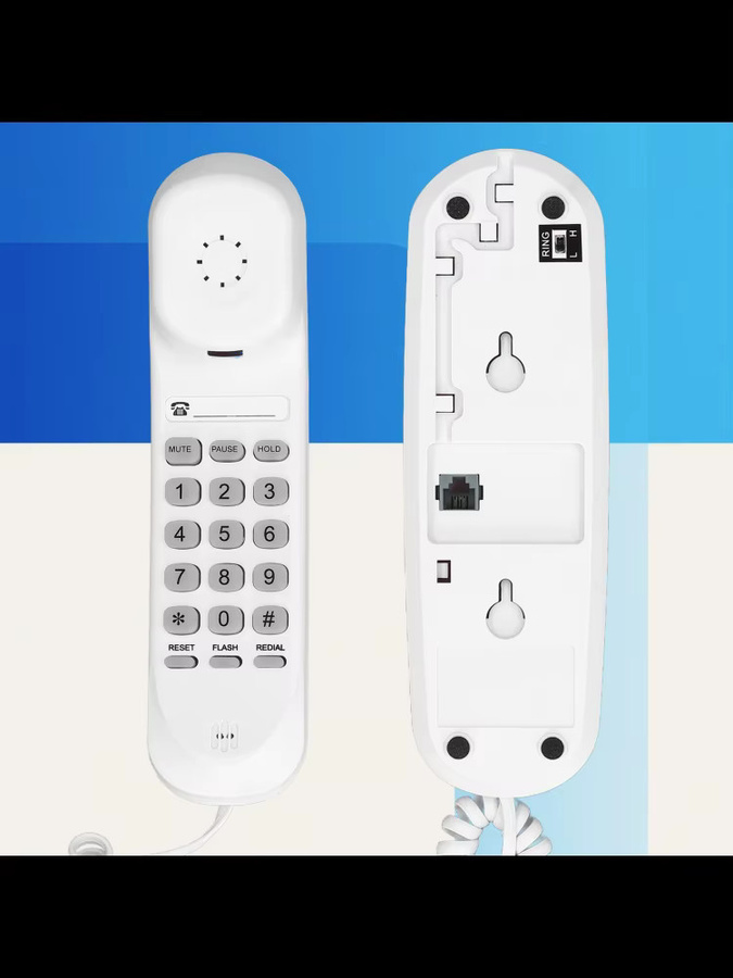 Aibecy Mini-Desktop-Festnetztelefon mit Schnur, wandmontierbar, Schwarz oder Weiß - Bild 3