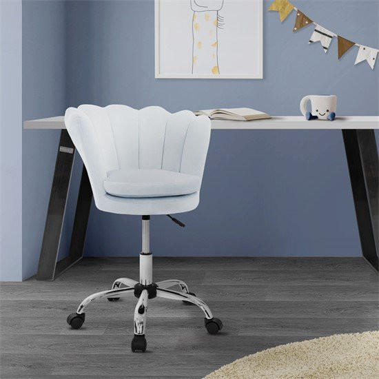 ML-Design Bürostuhl mit Muscheldesign und Rollen aus Samt in Hellblau, Breite: 55 cm, Tiefe: 60 cm - Bild 1