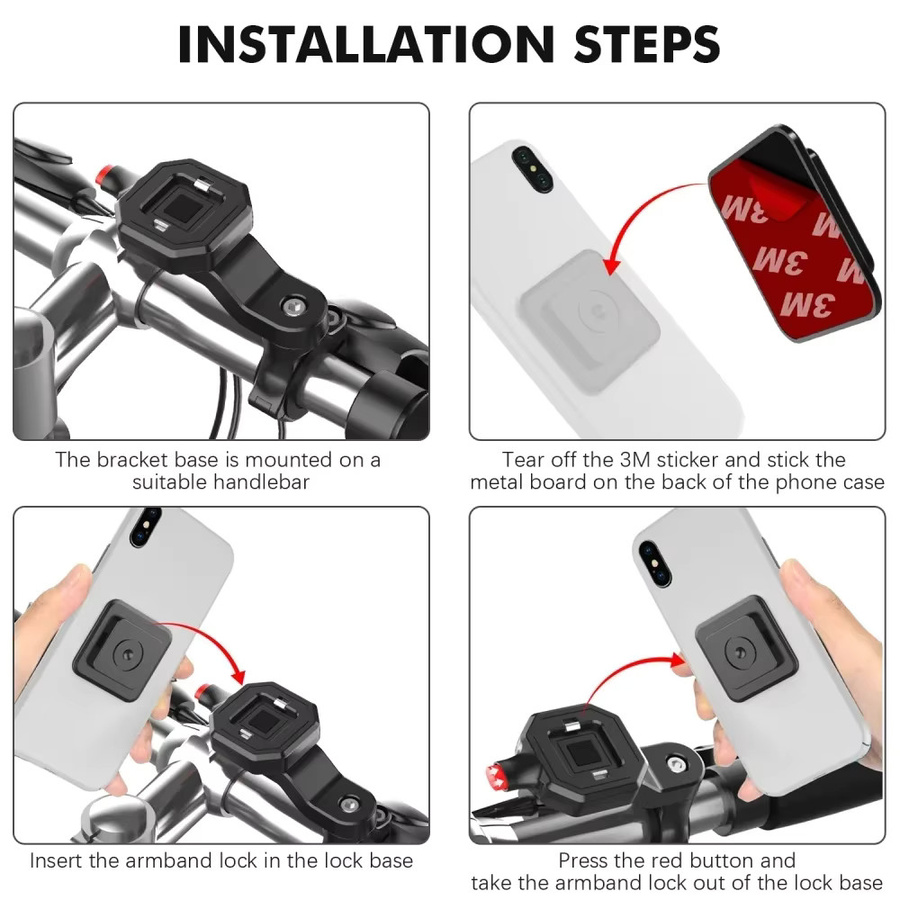 Maerknon Universal Fahrrad Telefon Halterung für Mountainbike, MTB und Motorrad in Schwarz - Bild 5
