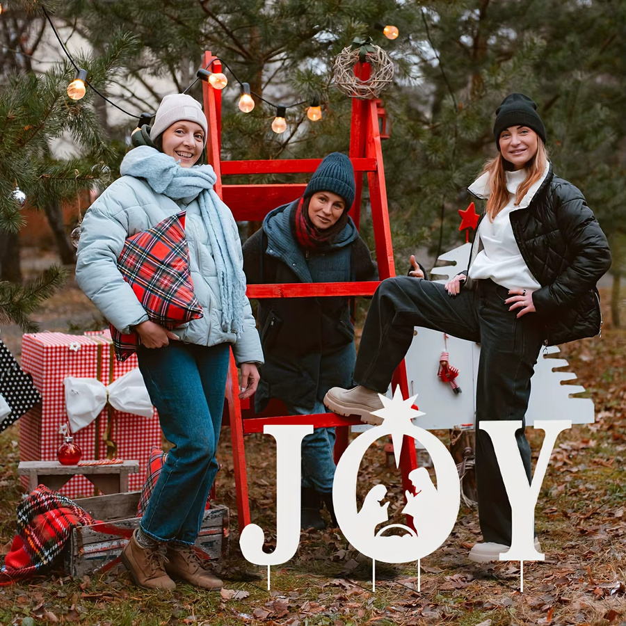 Joy Weihnachts-Krippen-Hofschild-Set für die Outdoor-Dekoration, Weiß, Religiöse Szene aus Kunststoff - Bild 2
