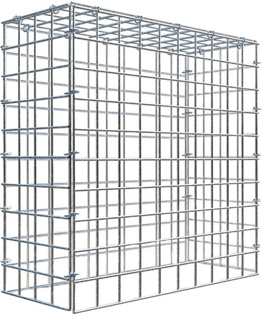 Gabiona C-Ring Anbaukorb Typ 3 in Silbergrau, B/T/H: 50 x 50 x 20 cm, Maschenweite 5 x 5 cm
