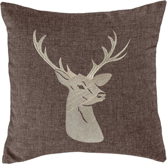 ERWIN M. Dekokissenbezug Alpino mit Hirsch-Motiv in Braun, Breite: 40 cm, Länge: 40 cm - Bild 1