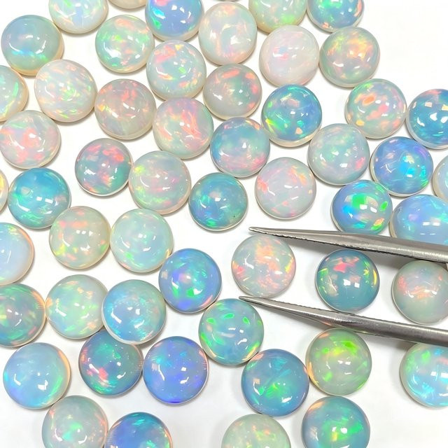 CKNZ Cabochon-Opale, runde Edelsteine, lose Steine - Bild 1