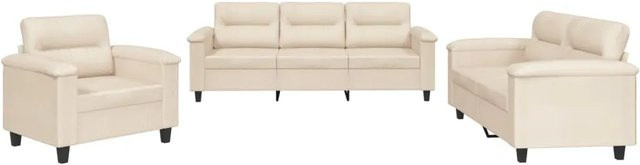 vidaXL 3-teilige Sofagarnitur in Beige aus Mikrofasergewebe mit Kissen und Armlehnen für dein Wohnzimmer - Bild 1