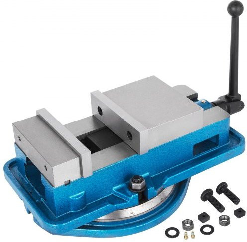 VEVOR Präzisions-Frässpanner mit Schwenkbasis und 360-Grad-Skala, Profi-Tischschraubstock aus Metall in Blau, Backenbreite: 125 mm - Bild 1