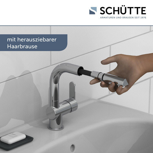 SCHÜTTE Waschtischarmatur London mit herausziehbarer Brause in Chrom und Messing - Bild 2