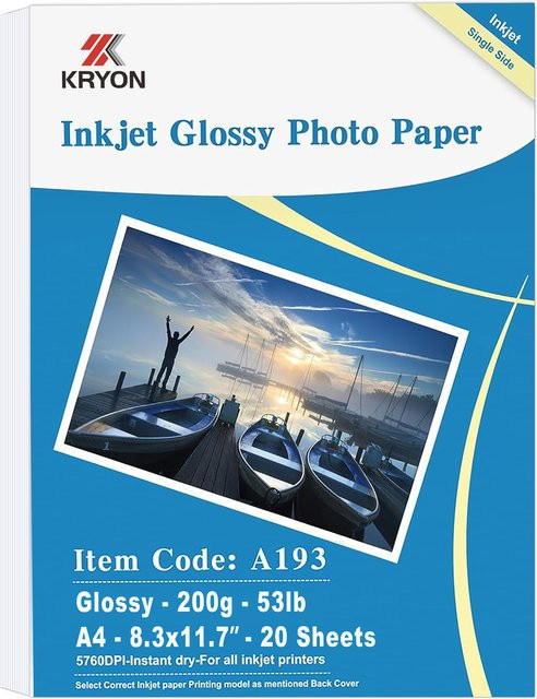 20 Blatt A4 Hochglanz-Fotopapier für Inkjet-Drucker, 200 g/m², schnelltrocknend, B/H: 21,0 x 29,7 cm - Bild 1