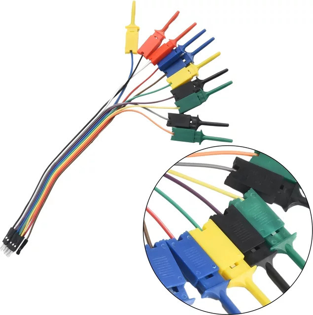 Multicolor Multimeter Testleitungen mit 10 Nadel-Hakenklemmen und 25 cm Kabellänge - Bild 1