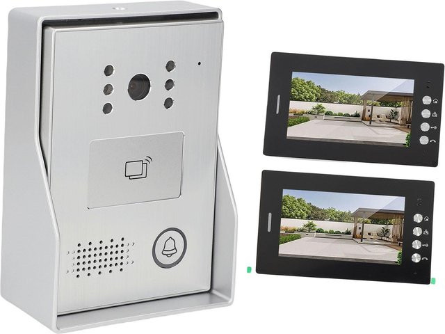 Aimo Smarte Video-Sprechanlage mit 7 Zoll High-Definition-Bildschirm und Kartenzugangskontrolle, 2 Einheiten, Silber - Bild 1