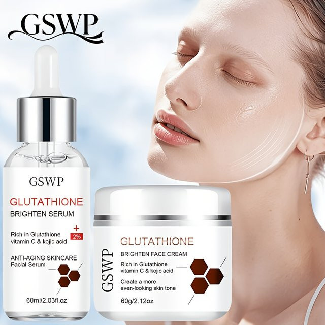 GSWP Glutathion Feuchtigkeitscreme und Serum Set, Kojisäure, 60g+60ml - Bild 1