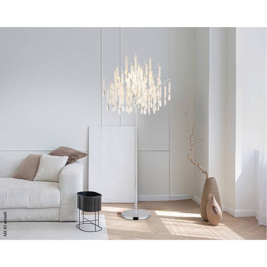 Globo Lighting Stehlampe modern in Gold und Transparent mit Glas und Metall, Höhe: 165 cm, Durchmesser: 55 cm, E14 Fassung für 5 Leuchtmittel - Bild 2