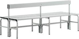 Sypro Umkleidebank aus Stahlrohr und Aluminium mit Rückenteil, Breite: 150 cm, Farbe: Lichtgrau - Bild 1