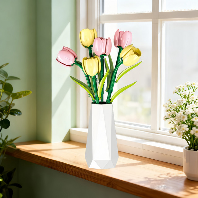 KNEW BUILT Blumen-Tulpenstrauß, Baustein-Spielzeug - Bild 1