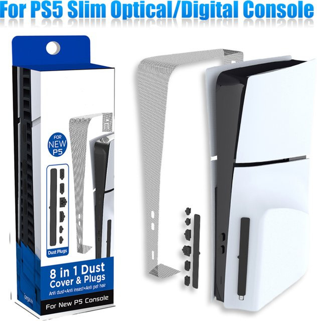 8in1 Staubschutz-Kit für Sony PlayStation 5 Slim Disc & Digital Edition in Weiß - Bild 1