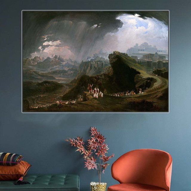 John Martin Impression Landscape Canvas Art Ölmalerei Wanddeko Mehrfarbig - Bild 1