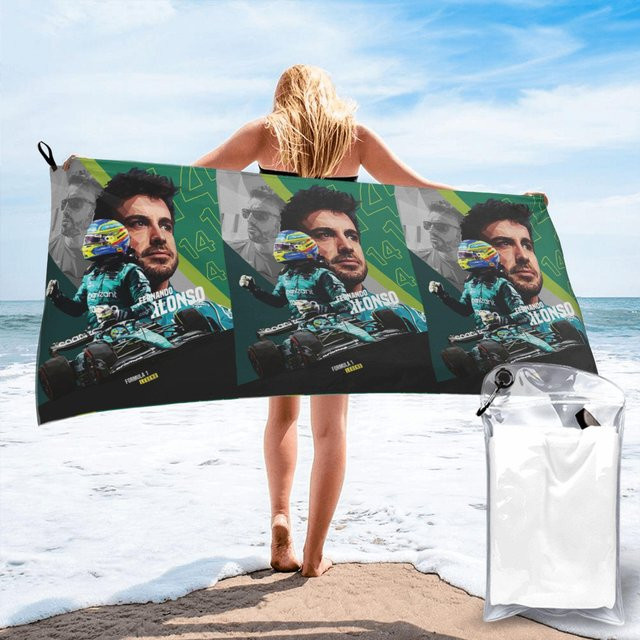 Fernando Alonso Strandtuch aus weicher Mikrofaser, schnelltrocknend und saugfähig, Multicolour, B: 70 cm, L: 140 cm - Bild 1