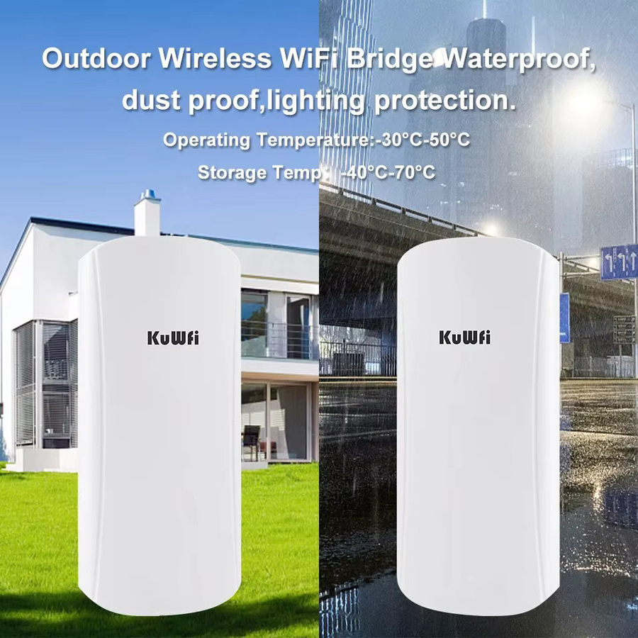 KuWFi Outdoor CPE Wireless Bridge 450Mbps 5.8G Langstrecken-WLAN-Repeater mit 12dBi Hochleistungsantenne in Weiß - Bild 3