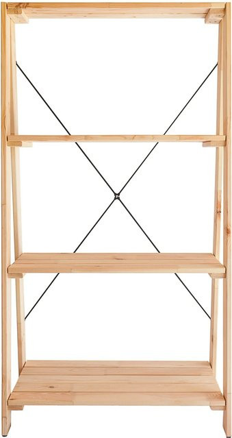 Andrewex Holzregal mit 4 Regalböden in Natur Braun, B/H/T: 115 x 62 x 35 cm - Bild 1
