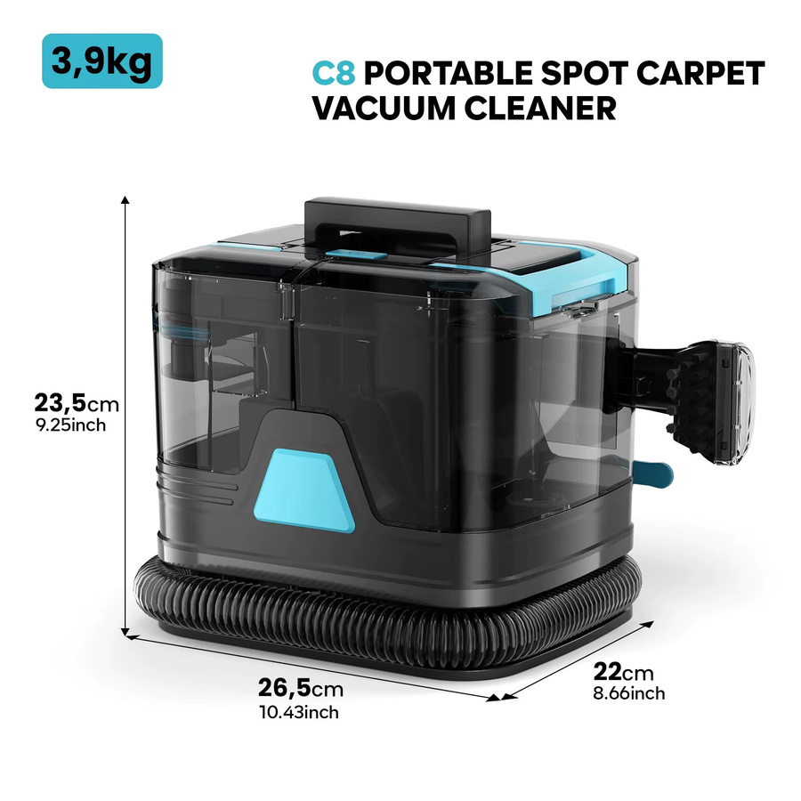Vastorm C8 Teppichreiniger Handgerät in Schwarz mit Sprüh- und Saugfunktion sowie Doppel-Wassertank - Bild 6