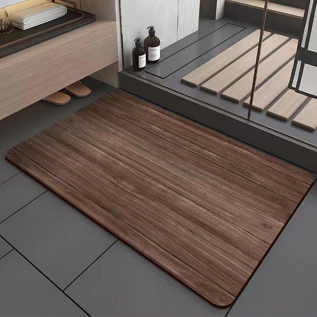 Rutschfeste Kieselgur Fußmatte von Yiran Furniture in Braun mit Holzmaserung, B/B: 120 x 80 cm - Bild 1