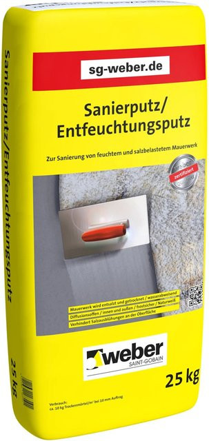 Weber Sanierputz und Entfeuchtungsputz lime gelb 25 kg - Bild 1