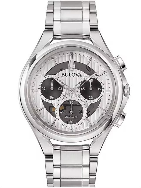 Bulova Chronograph Herrenuhr, Quarz, Edelstahl, 45 mm, Weiß - Bild 1