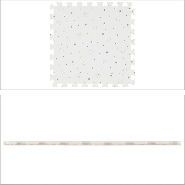 Relaxdays Puzzlematte mit Sternen aus EVA-Schaumstoff in Weiß und Grau, Wärmeisolierend, B: 100 cm, L: 196 cm - Bild 1