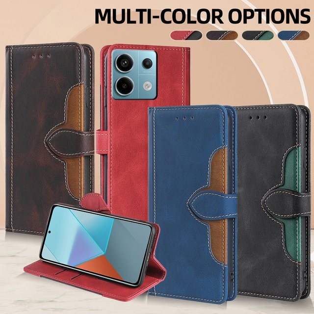 Business Magnet Schnalle Brieftasche Hülle aus Leder für Xiaomi Redmi Note 13, 13r Pro Plus, 13c 5G und 4G in Blau - Bild 1