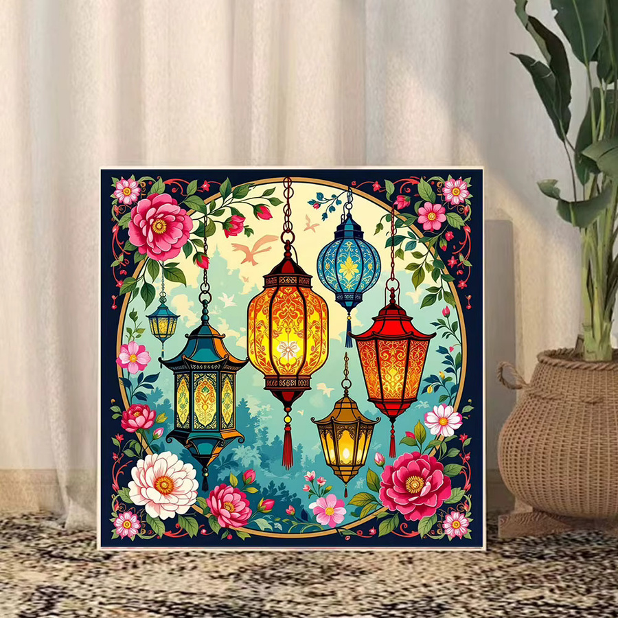 Huacan Diamantmalerei Blumen 5D DIY Stickerei Set mit runden Strass Steinen in Multicolour, Durchmesser: 20 cm - Bild 3