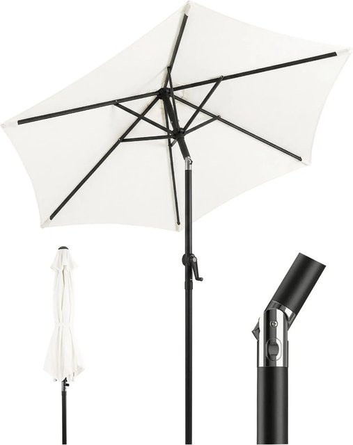Sekey Marktschirm Rund Creme, Knickbarer Gartenschirm mit Kurbel, Durchmesser: 200 cm, Höhe: 220 cm - Bild 1