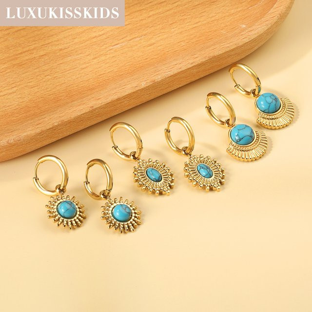 LUXUKISSKIDS Ohrringe, Edelstahl, Blau, Kristall, Damen, Vintage - Bild 1