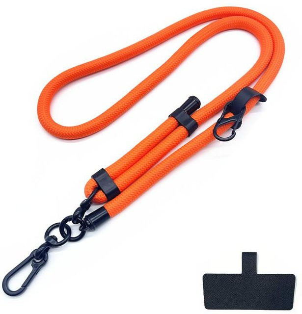 Verstellbares Telefon-Lanyard in Orange als universelle Anti-Verlust-Handgelenkschlaufe und Umhängetasche mit Clip, Durchmesser: 1 cm - Bild 1