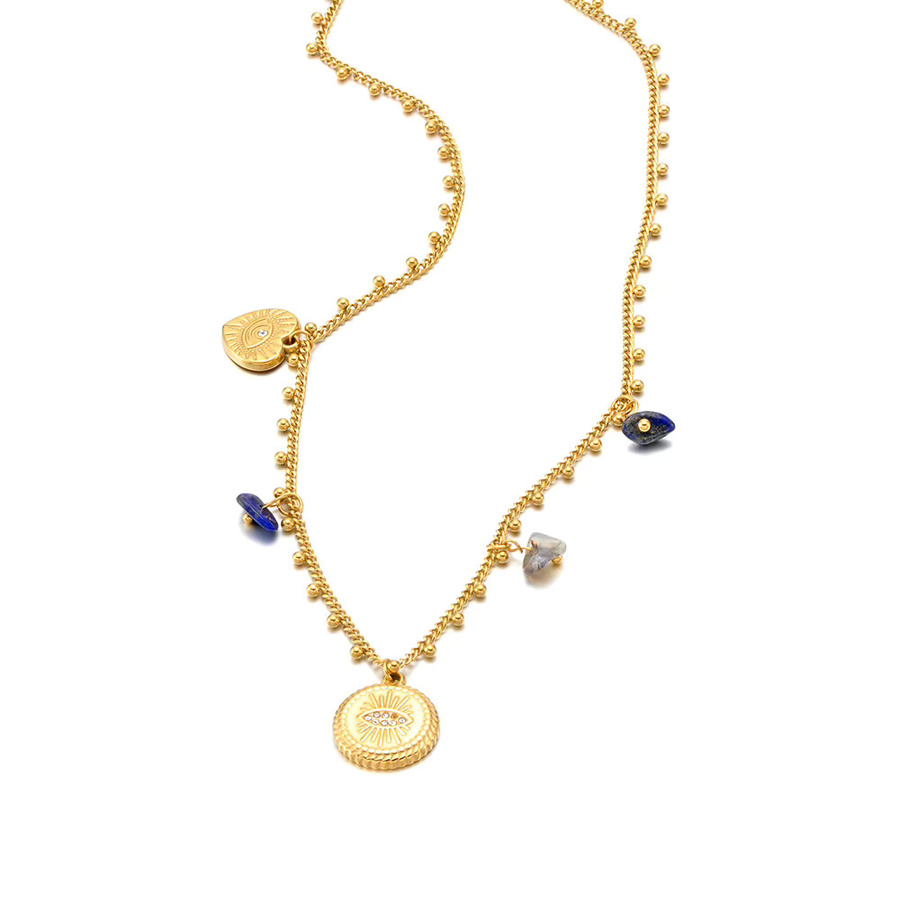 Lokaer Halskette Evil-Eye-Anhänger, Edelstahl, Gold, Damen - Bild 2