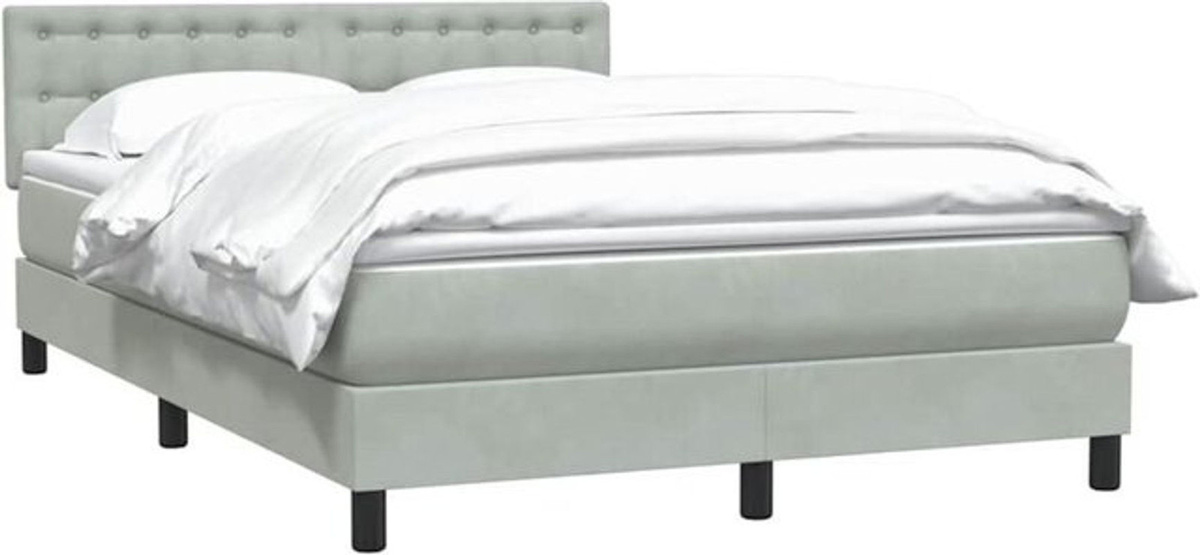 vidaxl Boxspringbett mit Matratze in Grau aus Samt, B/T/H: 160 x 220 cm - Bild 1