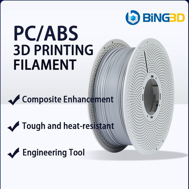 Bing3D 3D-Druckfilament PC/ABS in Grau für FDM-Drucker, verschleißfest und schlagfest - Bild 1