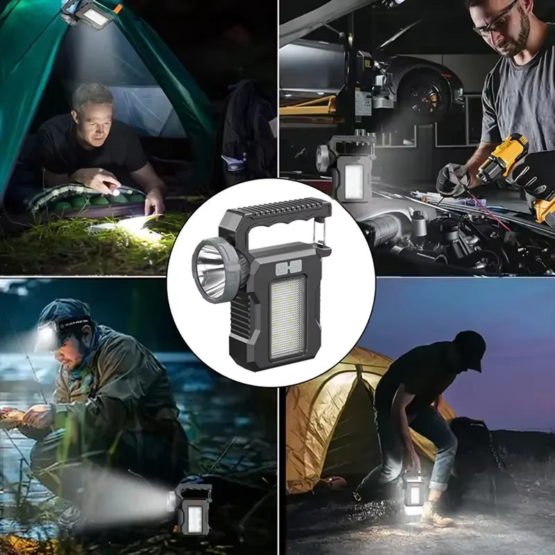 CHOUDAO TECH Solar-LED-Taschenlampe, tragbare Outdoor-Leuchte in Schwarz, USB wiederaufladbar, B/H/T: 13,5 x 8,0 x 3,5 cm - Bild 2