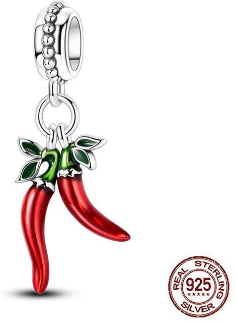Charm Perlen Komponenten, Kupfer, Rote Chilischote, Weiß - Bild 1