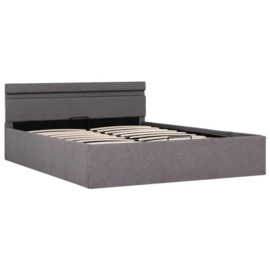 vidaXL Stauraumbett mit Hydraulik, LED-Beleuchtung und USB-Anschluss, Taupe Stoff, B/T/H: 120 x 200 cm - Bild 2