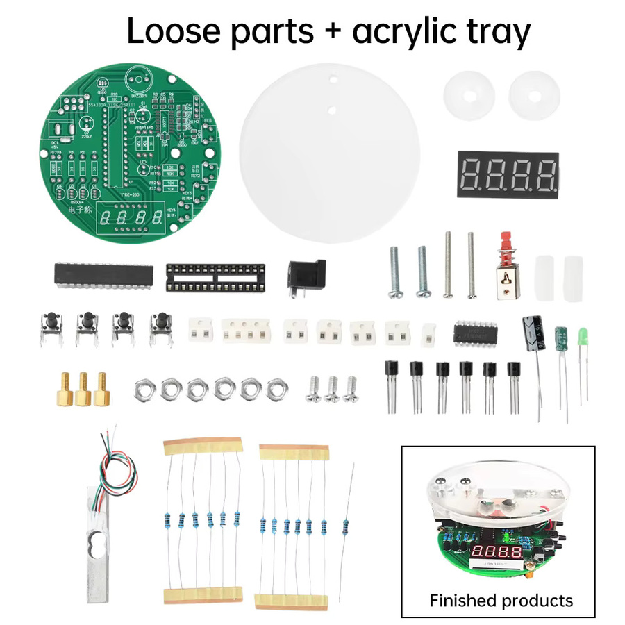 Aideepen DIY Elektronische Waage Kit mit 1 kg Kapazität, 5V Mikrocontroller Lötübungsset mit HX711 Chip und digitaler Röhrenanzeige, Multicolor - Bild 2