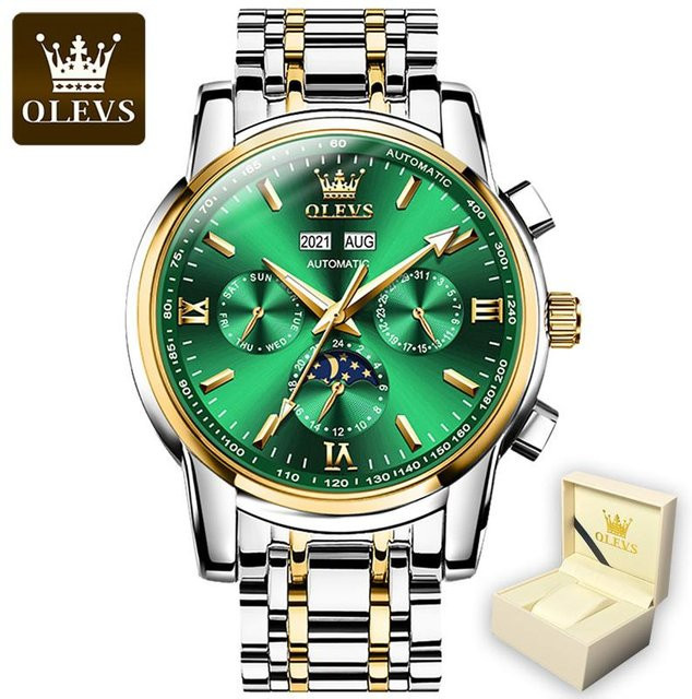 OLEVS Armbanduhr, Automatik, Edelstahl, Schwarz, 42 mm, Herren - Bild 1