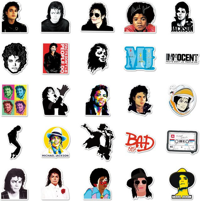 50 Stück Michael Jackson Aufkleber von Potdemiel in Multicolour für Skateboard, Kühlschrank und Koffer - Bild 1