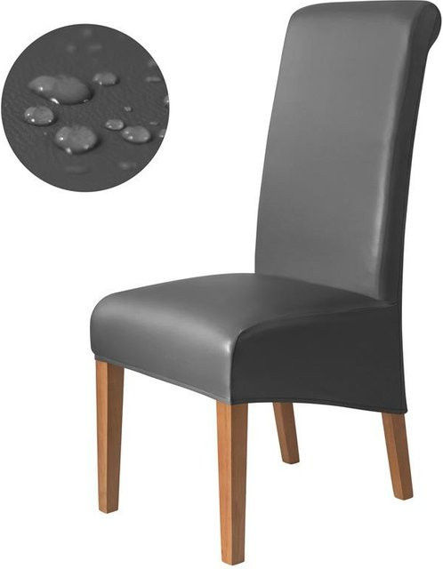 Yiran Furniture Wasserdichter Schrägsitz-Stuhlbezug aus PU-Kunstleder in Schwarz, B/T/H: 15 x 15 x 7 cm - Bild 1