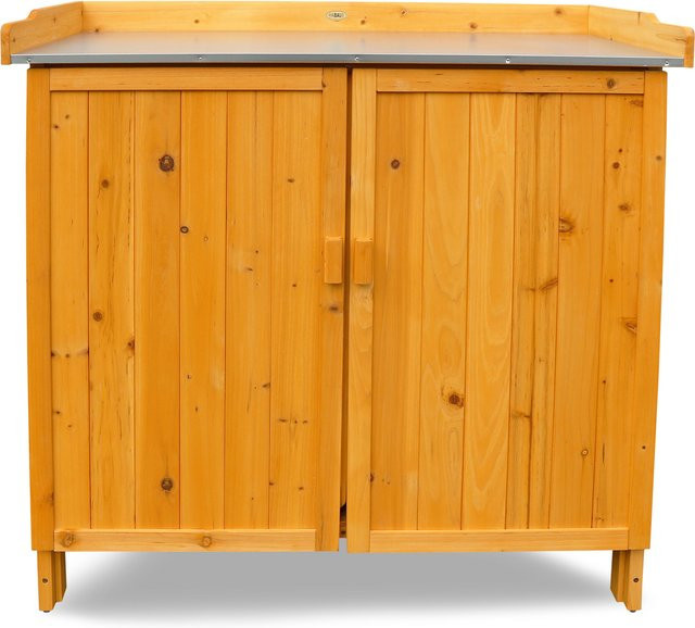 HABAU Gartentisch mit Unterschrank in Braun aus Holz und Metall, B/T/H: 95 x 48 x 48 cm - Bild 1
