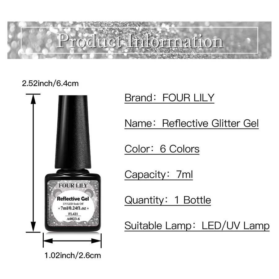 FOUR LILY Nagellack Gel, Silber, glänzend, 7 ml - Bild 5