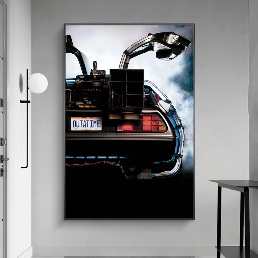 JKPICTURE Wandkunst Zurück in die Zukunft DeLorean Time Machine Poster, minimalistisches Grafikdesign in Mehrfarbig, rechteckiges Papierposter - Bild 2