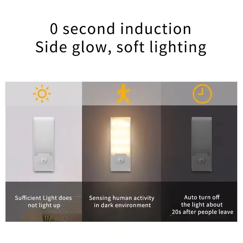 Wiederaufladbares LED-Nachtlicht mit Bewegungsmelder, magnetische Schrankleuchte in Weiß für Schlafzimmer, Küche, Flur und Treppen, warmweiß - Bild 2