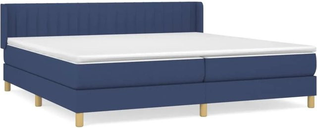 vidaXL Boxspringbett Hybrid mit Matratze und Kopfteil in Blau, B/T/H: 200 x 200 x 78 cm - Bild 1