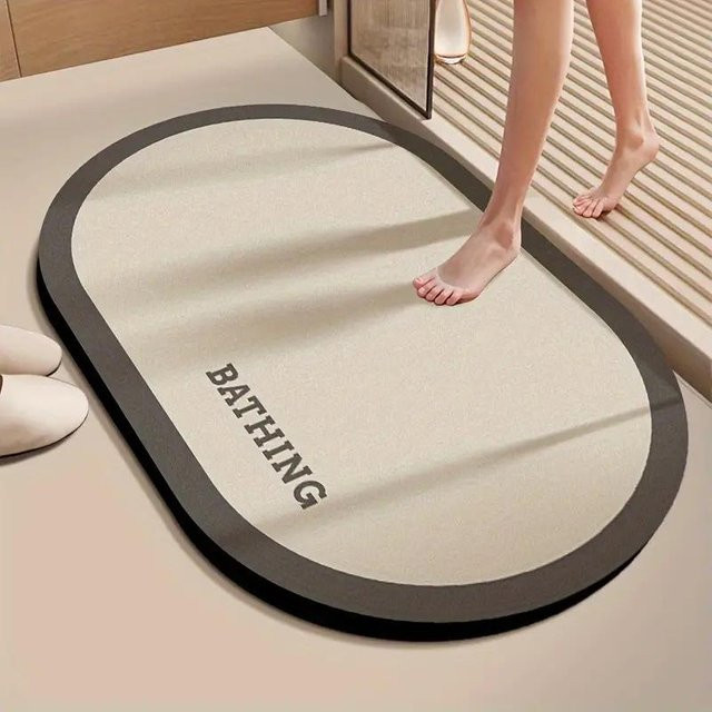 Rutschfeste und schnelltrocknende Badematte von Yiran Furniture in Ovalform, B/B: 60 x 40 cm - Bild 1