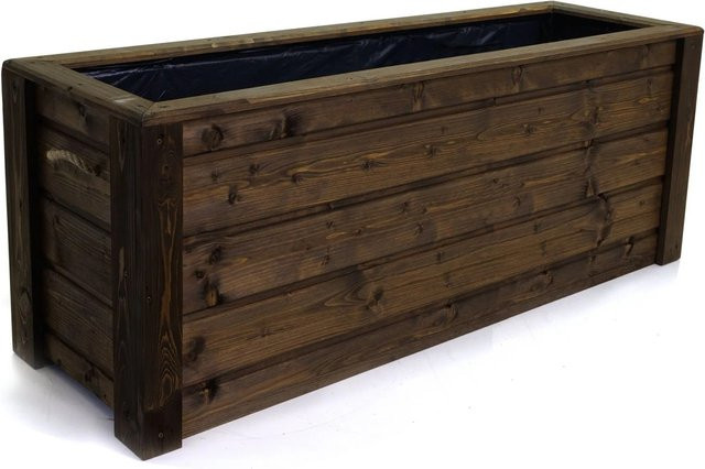 HolzFee Pflanzkasten Flair Skandinavisch aus Fichte in Palisander Braun mit Seilgriffen B/T/H: 118 x 40 x 48 cm - Bild 1